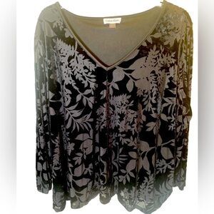 Calvin Klein size 2X velveteen black lined top